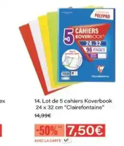 Monop' CLAIREFONTAINE Lot de 5 cahiers Koverbook offre
