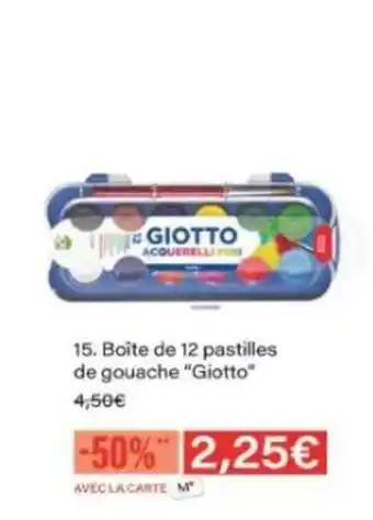 Monop' GIOTTO Boîte de 12 pastilles de gouache offre