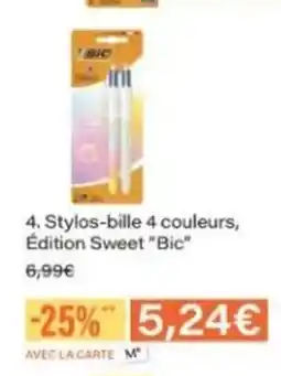 Monop' BIC Stylos-bille 4 couleurs, Edition Sweet offre