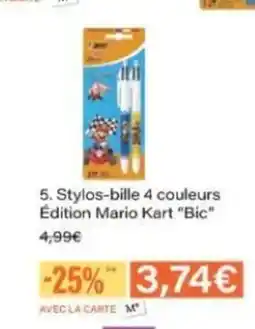 Monop' BIC Stylos-bille 4 couleurs Édition Mario Kart offre