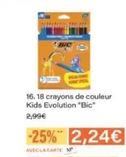 Monop' BIC 18 Crayons de couleur Kids Evolution offre
