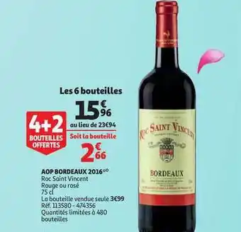 Auchan Direct Aop Bordeaux 2016 Roc Saint Vincent offre