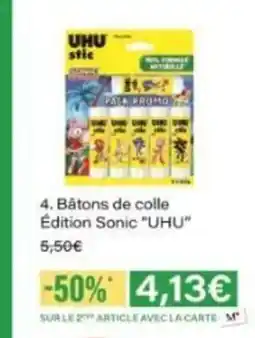 Monop' UHU Bâtons de colle Edition Sonic offre