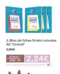 Monop' OXFORD Bloc de fiches Bristol colorées A5 offre
