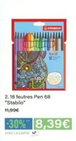 Monop' STABILO 18 feutres Pen 68 offre