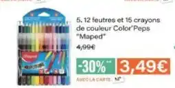 Monop' MAPED 12 feutres et 15 crayons de couleur Color'Peps offre