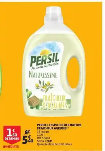 Auchan Direct Persil Lessive Diluée Nature Fraîcheur Agrume offre