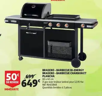 Auchan Direct Brasero - Barbecue Bi-énergy Brasero - Barbecue Charbon Et Plancha offre