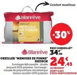Hyper U Oreiller memoire de forme offre