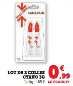 Hyper U Lot de 2 colles cyano 3g offre