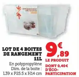 Hyper U Lot de 4 boites de rangement offre