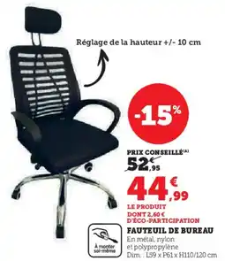 Hyper U Fauteuil de bureau offre