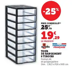 Hyper U Tour de rangement 8 tiroirs offre