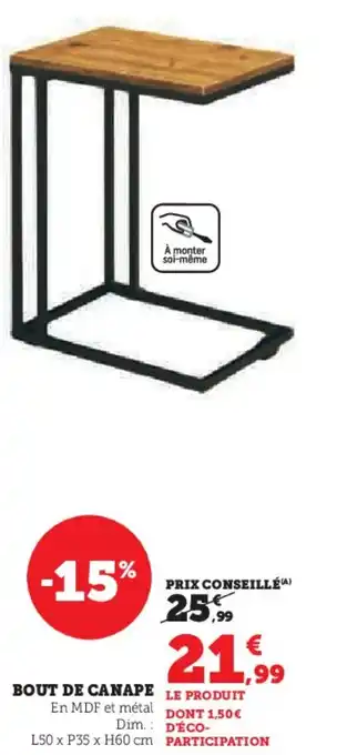 Hyper U BOUT DE CANAPE offre