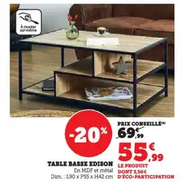 Hyper U Table basse edison offre