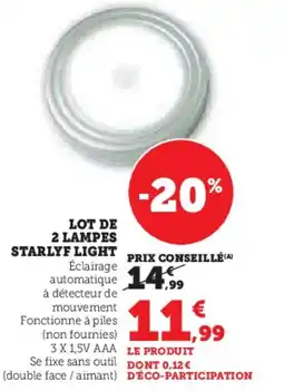Hyper U Lot de 2 lampes starlyf light offre