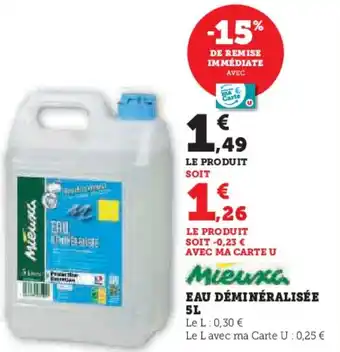 Hyper U Eau déminéralisée offre