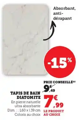 Hyper U Tapis de bain diatomite offre