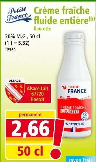 Norma Petite France Crème fraîche fluide entière fleurette offre