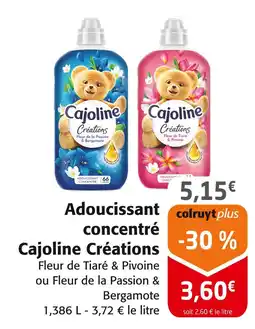 Colruyt CAJOLINE Adoucissant concentré Cajoline Créations Fleur de Tiaré & Pivoine offre