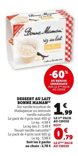 U Express BONNE MAMAN Dessert au lait offre