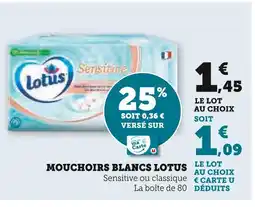 U Express LOTUS Mouchoirs blancs offre