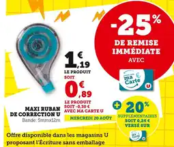 Hyper U U Maxi ruban de correction offre