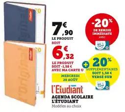 Hyper U L'Étudiant Agenda scolaire offre