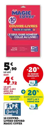 Hyper U MAGIC COVER 10 couvre-livres oxford offre