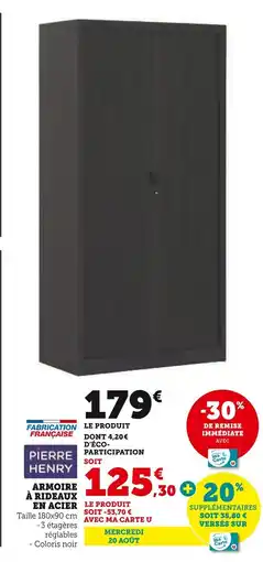 Hyper U PIERRE HENRY Armoire à rideaux en acier offre