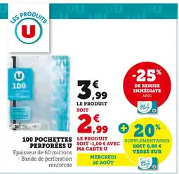 Hyper U U 100 pochettes perforées offre