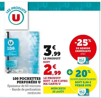 Hyper U U 100 pochettes perforées offre