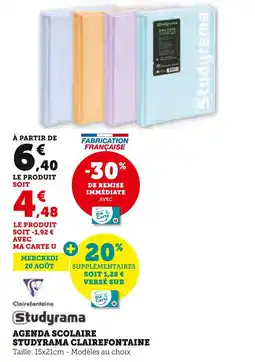 Hyper U CLAIREFONTAINE Agenda scolaire Studyrama offre