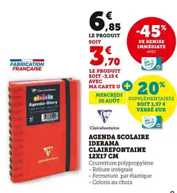 Hyper U Clairefontaine Agenda scolaire iderama 12x17 cm offre