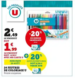 Hyper U U 24 feutres de coloriage offre