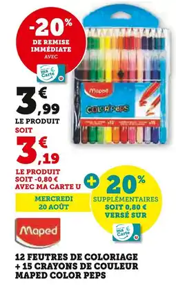 Hyper U MAPED COLOR PEPS 12 feutres de coloriage + 15 crayons de couleur offre