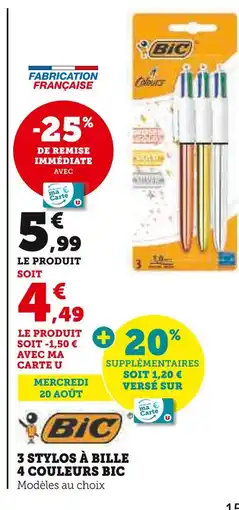 Hyper U BIC 4 couleurs BIC offre