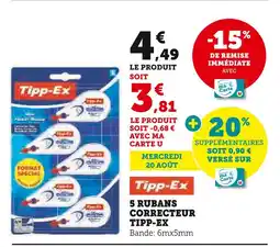Hyper U TIPP-EX 5 rubans correcteur offre