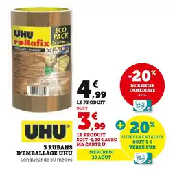 Hyper U UHU 3 rubans d'emballage offre
