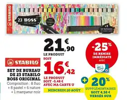 Hyper U STABILO Set de bureau de 23 boss original offre