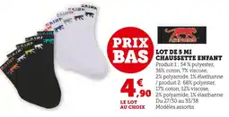Hyper U AIRNESS Lot de 5 mi chaussette enfant offre