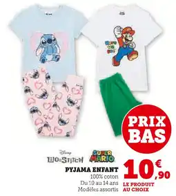 Hyper U Disney / Super Mario Pyjama enfant offre