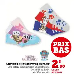 Hyper U Gabby's Dollhouse / Paw Patrol Lot de 3 chaussettes enfant offre