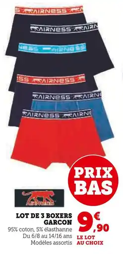 Hyper U Airness Lot de 3 boxers garçon offre