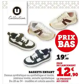 Hyper U U COLLECTION Baskets enfant offre