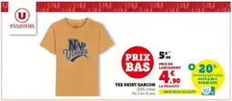 Hyper U U ESSENTIL Tee shirt garçon offre