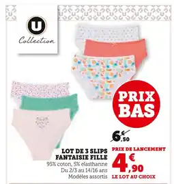 Hyper U U Collection Lot de 3 slips fantaisie fille offre