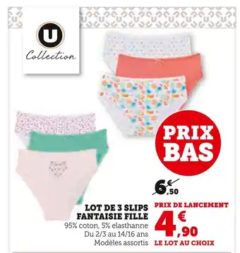 Hyper U U Collection Lot de 3 slips fantaisie fille offre