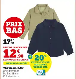 Hyper U U Essentiel Veste enfant offre