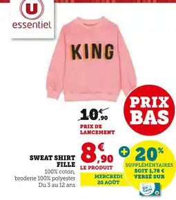 Hyper U U essentiel Sweat shirt fille offre